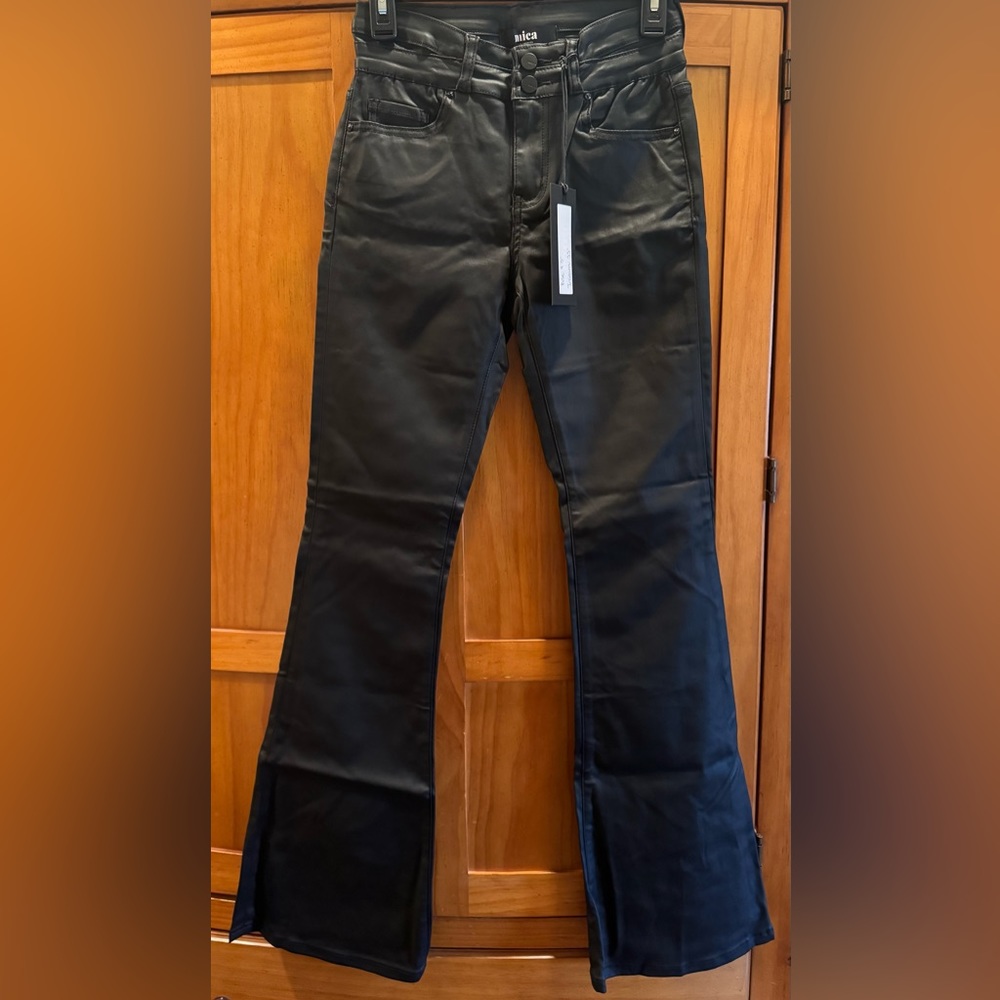 MICA DENIM NWT!! Faux Leather Black Boot Cut Flared Pants | Size: 5/27 LOVE!!!